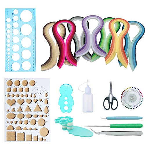 Woohome Quilling Papier Set mit 10 Quilling Werkzeuge und 34 Farben 700 Streifen Papier für Handwerk Quilling von Woohome