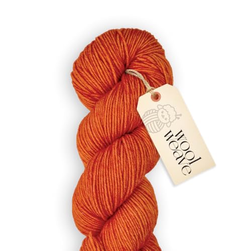 Superwash Merinowolle, Garn für Strick- und Häkelprojekte, handgefärbt, Orange, 100 g, 220 m, Dk-Gewicht, luxuriös, weich und langlebig von WoolWeave