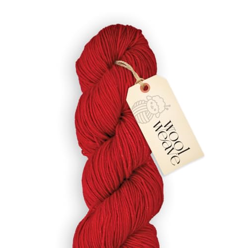 Superwash Merinowolle, Garn für Strick- und Häkelprojekte, handgefärbt, Rot, 100 g, 220 m, DK-Gewicht, luxuriös, weich und langlebig von WoolWeave