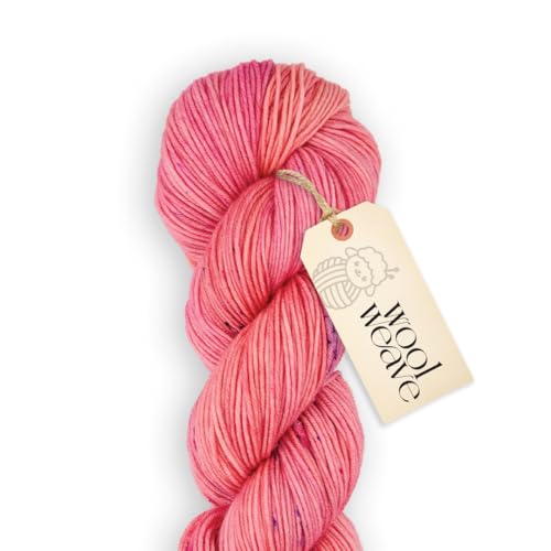 Superwash Merinowolle, Garn für Strick- und Häkelprojekte, handgefärbt, rosa, bunt, 100 g, 220 m, DK-Gewicht, luxuriös, weich und langlebig von WoolWeave