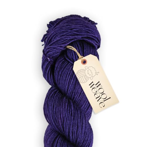 Superwash Merinowolle, Garn für Strick- und Häkelprojekte, handgefärbtes Premium-Garn, 100 g, 220 m, Dk-Gewicht, luxuriös, weich und langlebig, violettes Garn von WoolWeave