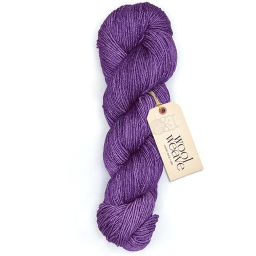 Superwash Merinowolle, Garn für Strick- und Häkelprojekte, handgefärbtes Premium-Garn, 100 g, 240 Yards DK-Garn, luxuriös, weich und langlebig, Amethyst-Garn von WoolWeave