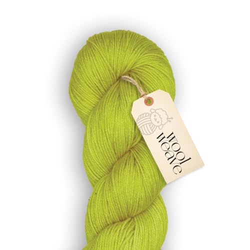 Woolweave Fingering Weight Garn, handgefärbt, 75 % extrafeine Merinowolle und 25 % Polyamid, 100 g Knäuel, 400 m – leichtes, weiches und strapazierfähiges gelbes Garn zum Stricken und Häkeln von WoolWeave