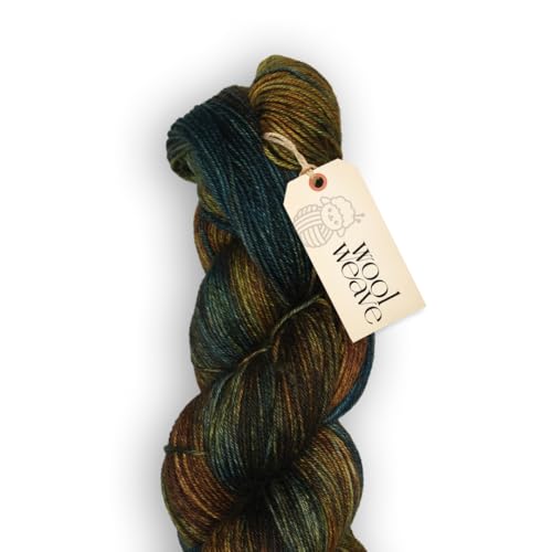 Woolweave Fingering Weight Garn, handgefärbt, buntes Garn, 75 % extrafeine Merinowolle und 25 % Polyamid, 100 g Knäuel, 400 m – leicht, weich und langlebig zum Stricken und Häkeln von WoolWeave