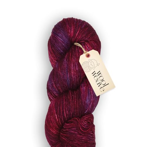 Woolweave Fingering Weight Garn, handgefärbt, buntes Garn, 75 % extrafeine Merinowolle und 25 % Polyamid, 100 g Knäuel, 400 m – leicht, weich und langlebig zum Stricken und Häkeln von WoolWeave