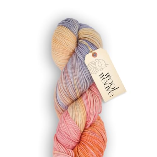 Woolweave Fingering Weight Garn, handgefärbt, buntes Sockengarn, 75 % extrafeine Merinowolle und 25 % Polyamid, 100 g Knäuel, 400 m – leicht, weich und langlebig zum Stricken und Häkeln von WoolWeave