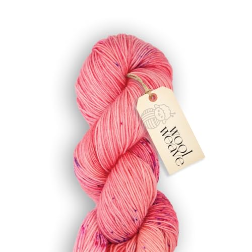 Woolweave Fingering Weight Garn, handgefärbt, rosa, bunt, 75 % extrafeine Merinowolle und 25 % Polyamid, 100 g Knäuel, 400 m – leicht, weich und langlebig zum Stricken und Häkeln von WoolWeave