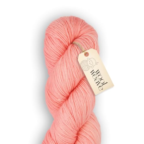 Woolweave Fingering Weight Garn, handgefärbte Sockengarne, 75 % extrafeine Merinowolle und 25 % Polyamid, 100 g Knäuel, 400 m – leicht, weich und langlebig, rosa Garn zum Stricken und Häkeln von WoolWeave