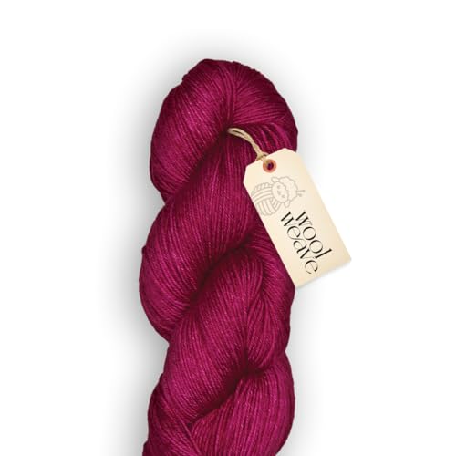 Woolweave Fingering Weight Garn, handgefärbte Sockengarne, 75 % extrafeine Merinowolle und 25 % Polyamid, 100 g Knäuel, 400 m – leicht, weich und langlebig, rosa Garn zum Stricken und Häkeln von WoolWeave