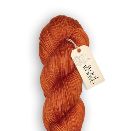 Woolweave Fingering Weight Garn, handgefärbte Sockengarne, 75 % extrafeine Merinowolle und 25 % Polyamid, 100 g Knäuel, 400 m – leichtes, weiches und langlebiges orangefarbenes Garn zum Stricken und von WoolWeave