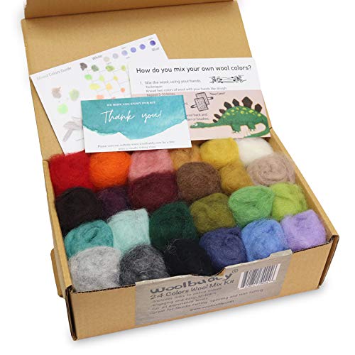 Woolbuddy Nadelfilzwolle, schöne Filzwolle, Anleitung (evtl. nicht in deutscher Sprache) zum Mischen von Farben – ideal für Kunst und Handwerk und einfach für Anfänger (ECO-Wolle-Set) von Woolbuddy