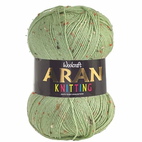 WoolCraft Aran mit Wolle 400g Strick- & Häkelgarn, preiswertes Acryl mit 25% Wollgarn, wählen Sie aus 43 Farbtönen, 800 Meter, 400g Knäuel, Einzelknäuel, Salbei von Woolcraft