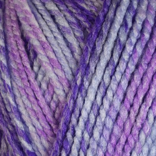 WoolCraft Pebble Chunky Strick- & Häkelgarn, 3er Pack Flieder-Twist-Garn mit 36 Farbkombinationen im Sortiment, 100% Acryl, 320 Meter, 200g Knäuel von Woolcraft