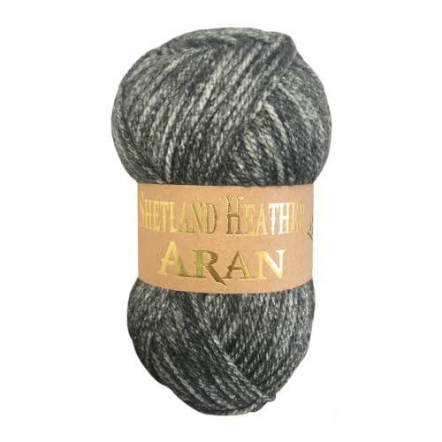 WoolCraft Shetland Heather Aran Strick- & Häkelgarn, preiswertes Garn erhältlich in 15 Tweed-Effekt-Aran-Farben, 75% Acryl & 25% Wolle, 200 Meter, 100g-Knäuel, Einzelknäuel, Twilight von Woolcraft