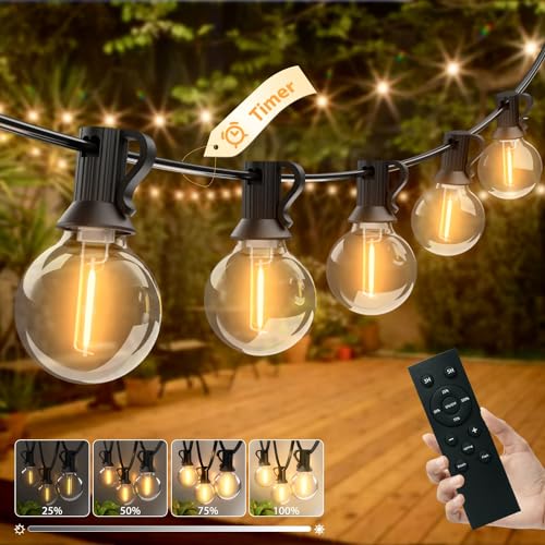 Woolmug LED Lichterkette Außen Dimmbar, 23M/76FT 30+3 G40 Glühbirnen Outdoor Lichterkette Strom mit Fernbedienung Timer Funktion Wetterfest Warmweiß Lichterketten für Garten, Balkon, Party, Terrasse von Woolmug