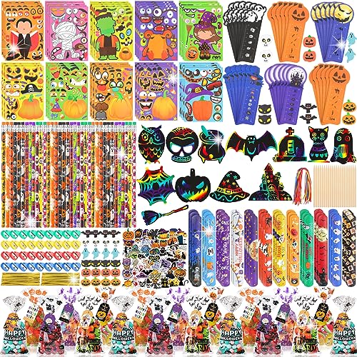 388 Stück Halloween-Partygeschenke für Kinder, 36 Stück, Halloween-Schreibwaren-Set, Halloween-Geschenktüten, Slap Armbänder, Aufkleber, Bleistift, Halloween-Spielzeug, Erwachsene, von Woosytoo