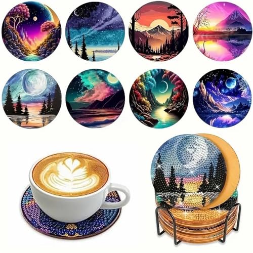 Diamond Painting Erwachsene Untersetzer Gläser Bastelset Glasuntersetzer Bastelset Set Basteln Zimmer Deko Wohnzimmer Bastelset Kinder 4 Jahre Zubehör Geschenke DIY Leuchtende Tal von Woplagyreat