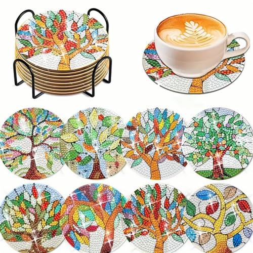 Diamond Painting Erwachsene Untersetzer Gläser Bastelset Glasuntersetzer Bastelset Set Basteln Zimmer Deko Wohnzimmer Bastelset Kinder 4 Jahre Zubehör Geschenke DIY Leuchtende Frühlingsbaum von Woplagyreat