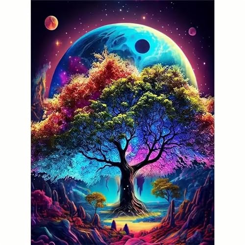 Woplagyreat Diamond Painting Erwachsene Diamant Bilder Dimondpaintin Blumen 5d Landschaft Diamanten Crystal Art Rahmen 30x40 Groß Deko Wohnzimmer Wanddeko Schlafzimmer Pflanzen Bunten Großbaum von Woplagyreat