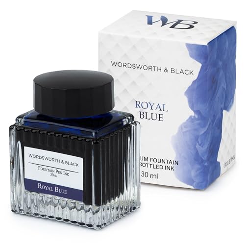 Wordsworth und Black Tintenflasche (30 ml) für Füllfederhalter, Premium- und Luxusedition, Tinte für Füllfederhalter in Flasche [Royalblau]; klassisch designte Flasche von Wordsworth & Black