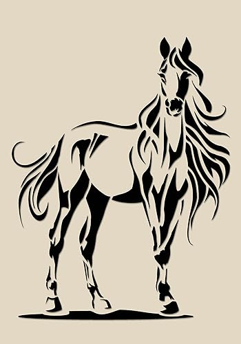 Pferd-Schablonen, Großformatige Wandkunst-Malschablone, wiederverwendbare Kunststoffvorlage (HORSE-14, XL) von World of Stencils