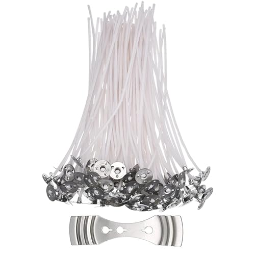 100 Pieces Wicks Candle Wicks, Candle Wicks Set with Candle Wick Holder, Cotton Candle Wicks mit Candle Wick Zentriervorrichtung von Worldly