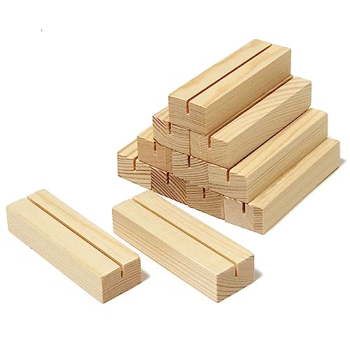 Worown 12 Stück Kartenhalter Holz, Menükartenhalter, Tischkartenhalter, Fotohalter Holz für Heim, Kaffeebar, Laden, Hochzeits und Postkarten ( 10 x 3 x 2 cm ) von Worown