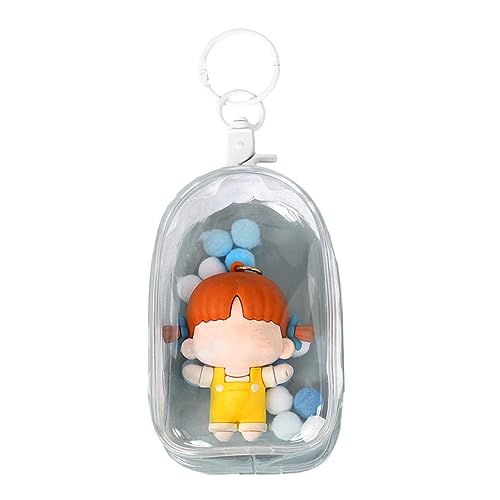 Worparsen Clear Figure Display Bag Storage Case with Keychain Waterproof Pvc Zipper Dustproof Portable Organizer for S Blind Box Figures White A von Worparsen