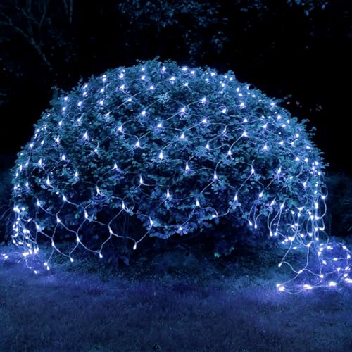 WoskjXas Lichternetz Außen Netz, 198LEDs 2 * 3M Dekoration Beleuchtung, 8 Modi Weihnachts Dekoration Lichternetz, Wasserdicht Lichternetz Lichterketten für Garten Courtyard Balcony Pathway von WoskjXas