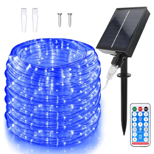 WoskjXas Solar Lichterkette, 22m 200LEDs Solar LED Lichts Chlauch Solar Lampen für Außen, Wasserdicht Kupferdraht Lichterkette, Solarlicht Dekorationmit 8 Modi Fernbedienung für Garten Hochzeiten von WoskjXas