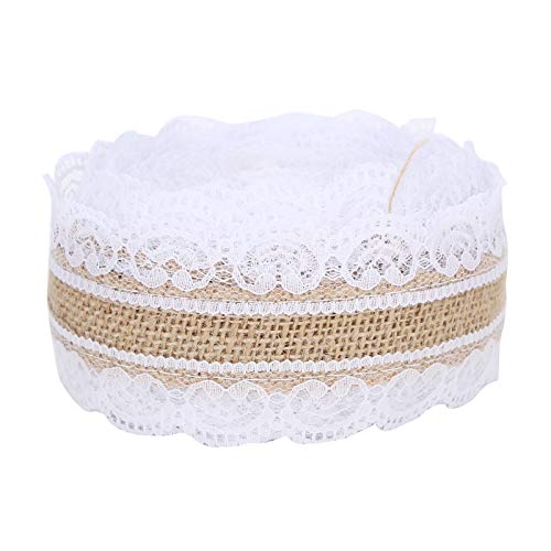 10m DIY Jute Lace Roll Wedding Birthday Party Decoration Crafts Clothing Accessories, Ribbons for Crafts von Woteenore