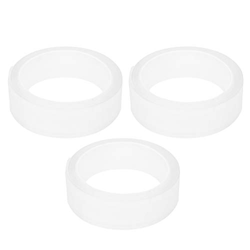 Woteenore 3 Stück wiederverwendbares, transparentes, nahtloses, doppelseitiges Mehrzweck-Klebeband, 30 mm x 2 mm x 1 m, doppelseitiges Klebeband für hohe Beanspruchung von Woteenore