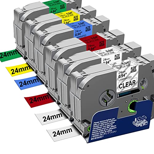 Woungzha Etikettenbänder kompatibel zur Verwendung anstelle von Brother TZe-24mm TZe-251 TZe-151 TZe-451 TZe-551 TZe-651 TZe-751 TZe-751 Bänder für Brother P-Touch P700 P750W 2430PC 2470 E550WVP P900W von Woungzha