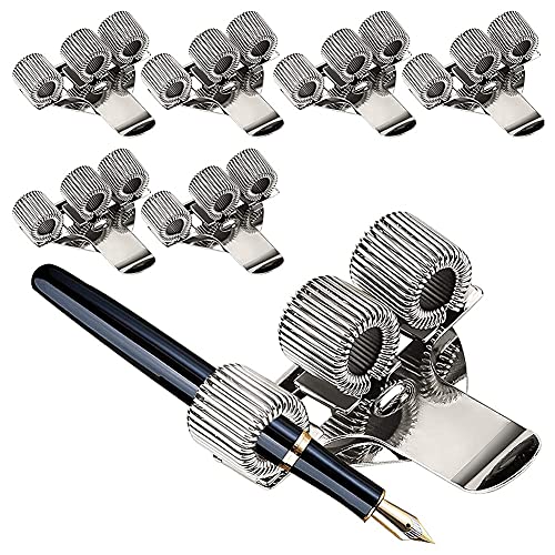 Wouueso 6P StüCke Stift Halter Tasche Edelstahl Stift Halter Clip Silber 3 LöCher Stift Halter für Notebook zu Hause, BüRo von Wouueso