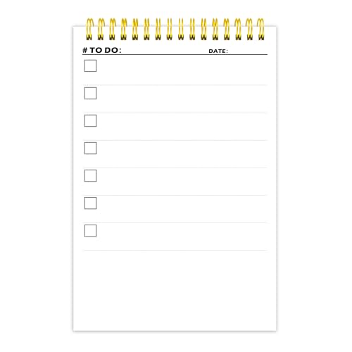 Simple Task Tracker – 14 x 21,6 cm, täglicher undatierter To-Do-Notizblock und Planer, Arbeit und Zuhause, 50 Blatt, 100 g/m² Papier, Spiralbindung, erhöht den vertikalen Abstand, Weiß von WowFluy