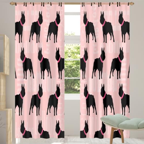 Französische Bulldogge Sheer Vorhang 2er-Set, Cartoon Bulldogge Sheer Fenster Voile Vorhänge für Wohnzimmer Schlafzimmer Zimmer Küche Esszimmer Dekor 139 x 213 cm von WowPrint