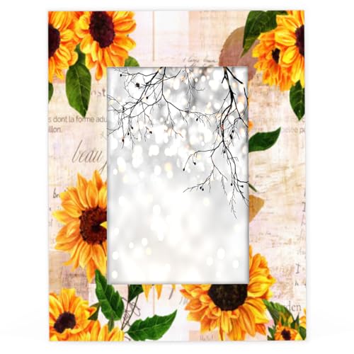 Vintage Postkarte Sonnenblume 11x14 Bilderrahmen passend für Display 11x14 Fotos Sonnenblume Holz Fotorahmen für Home Decor Bilderrahmen von WowPrint