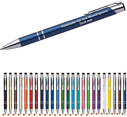 WPRO 500 x Cosima Kugelschreiber, bordeauxrot aus Metall mit Gravur (Neu & alle mit gleicher Wunschgravur) blauschreibend von WPRO