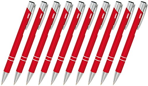 WPRO Cosima 10er Set Metall-Kugelschreiber Großraummine Blau Ergonomischer Griff 6 Rot von Wpro