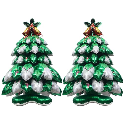 2 Stück Weihnachtsbaum Folien ballons 38/87 cm, selbststehender Weihnachtsbaum förmiger Ballon, dekorative Weihnachtsballons für den Außenbereich von Wpsagek