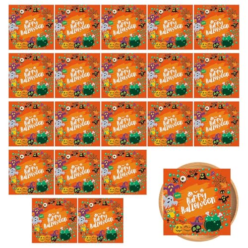 Wpsagek Halloween-Papierservietten, Hexenschädel-Design, Halloween- -Servietten, Geister-Servietten, umweltfreundlich, gruselige -Servietten für Feiern, Getränke, Desserts, Kekse von Wpsagek