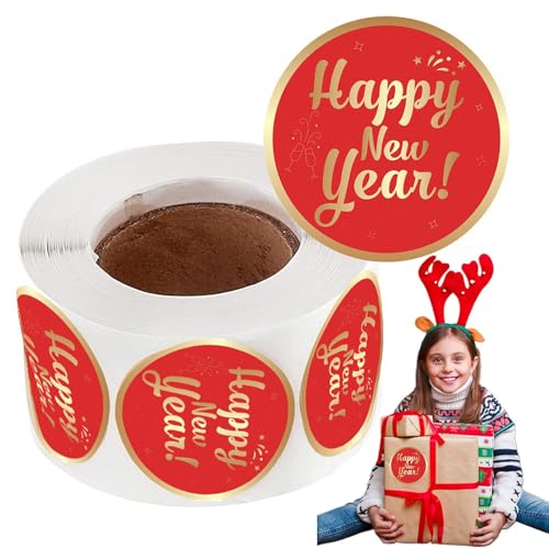 Wpsagek Happy New Year Etiketten, 100 Stück, Goldfolie, Happy New Year-Etiketten für Grußkarten, Weihnachtsumschläge, Siegelaufkleber für Karten, Umschläge, Taschen von Wpsagek