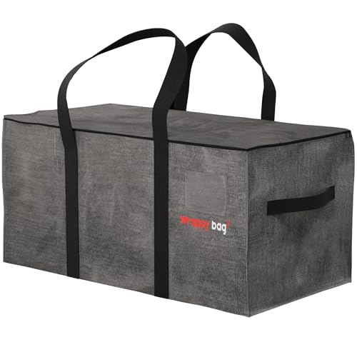 WRAPPYBAG im 4er Pack Große Kunststoff-Aufbewahrungstaschen – XXL-Taschen für Umzug & Reise – Stabil, dick & wasserdicht mit verstärkten Griffen – für Kleidung & Bettwäsche – 75 x 36 x 38 cm von Wrappybag