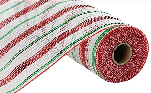 26,7 cm x 9,1 m (10 Yards) Poly-Kunst-Jute, matt, metallisches Netzband, Weihnachten, Limettengrün, Rot, Smaragd von Wreath & Bow Co.