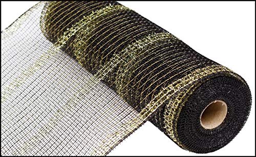 Lametta-Netzband, 25,4 cm x 9,1 m, Schwarz und Gold von Wreath & Bow Co.