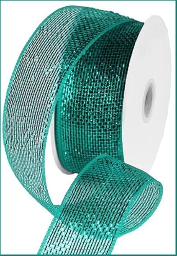 Metallisches Poly-Deko-Netzband (6,3 cm x 22 m, Blaugrün, Metallic) von Wreath & Bow Co.