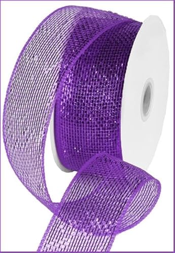 RS200423 Netz-Schärpe, Poly-Deco, 6,3 cm x 22,7 m, Violett / Metallic von Wreath & Bow Co.