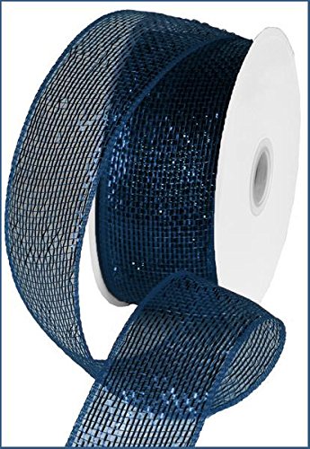 RS210457 Netz-Schärpe, Poly-Deco, 6,3 cm x 22,7 m, Blau Metallic mit blauer Folie, Metallic-Optik von Wreath & Bow Co.