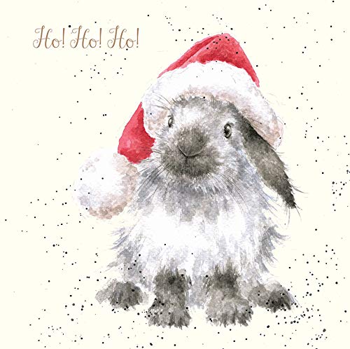 Wrendale Doppelkarte Weihnachten mit Umschlag, Ho! Ho! Ho!, Motiv Hase,15x15 cm von Wrendale Designs