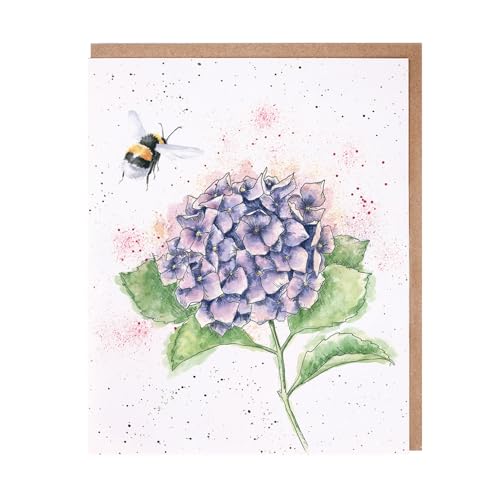 Wrendale - JCS183 - Doppelkarte mit Umschlag, The Country Set, Biene und Hortensie, The Busy Bee, 17cm x 14cm von Wrendale Designs